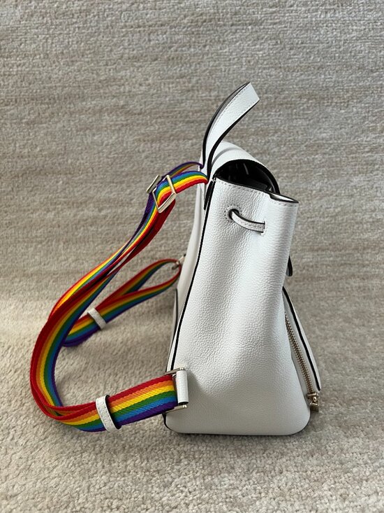 Kate Spade Darcy Flap Pride Rainbow Pebbled Leather Backpack